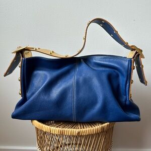 Blue and gold leather Pulcati handbag